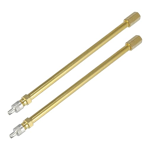 X AUTOHAUX 2pcs 180mm/7.09" Long Brass Auto Tire Valve Extension Adaptor Air Tyre Stem Extender Inflation Stright Bore for Car Truck Motorcycle Bike Scooter - size: 180mm