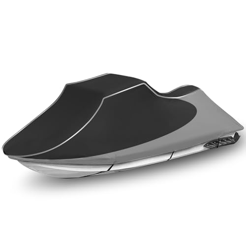 COVERVIN Jet Ski Cover, Jetski Covers 2-3 Seater Waterproof UV Resistant Jetski Cover with Air Vent & Windproof Buckles, All Weather Universal for Yamaha Seadoo Lengths 136" to 145" (Black&Gray) - color: Black&Gray, size: Lengths 136" to 145"