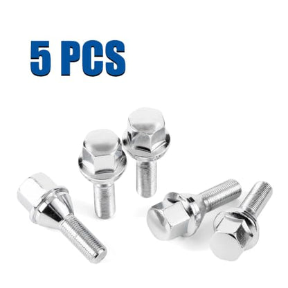 GAsupply 12x1.25 OEM Lug Bolts, 28mm Shank Length Cone Seat 3/4" Hex, 5pcs - color: Silver, size: 5pcs