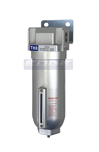 HEAVY DUTY INDUSTRIAL RATED HIGH FLOW PARTICULATE FILTER, IN-LINE WATER TRAP FOR COMPRESSED AIR LINE SYSTEMS, 5 MICRON WITH METAL BOWL (1/2" NPT, 11oz) - style: 1/2" NPT, 11oz