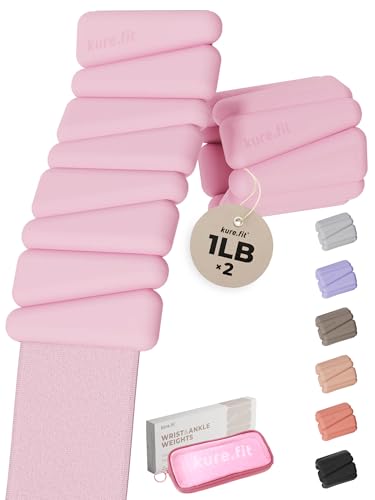 Pilates Wrist & Ankle Weights | Adjustable Weighted Bangles | 1/2/3LB Each - color: Pink, size: 1 LB