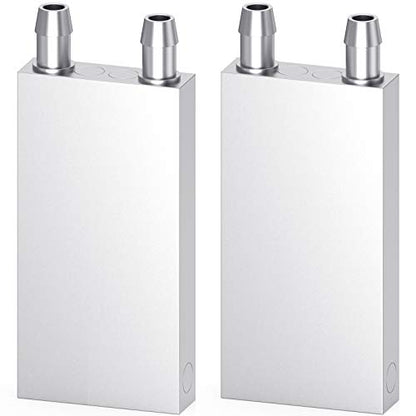 Aluminum Water Cooling Block, Liquid Water Cooler Heat Sink System for PC Computer CPU Graphics Radiator Heatsink Endothermic Head Silver 2pcs(40mm x 80mm x 12mm) - size: 80mm