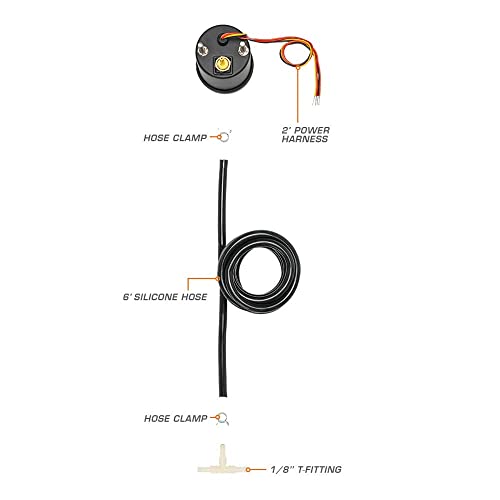 GlowShift 틴트 7가지 색상 30 PSI 터보 부스트 진공 게이지 키트, 52mm 2-1/16인치