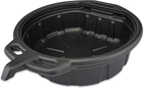 4.5 Gallon Oil Drain Pan, Low Profile Oil Catch Pan with Easy-Pour Spout, Heavy Duty Plastic Oil Change Container for Car, Lawn Mower, Motorcycle