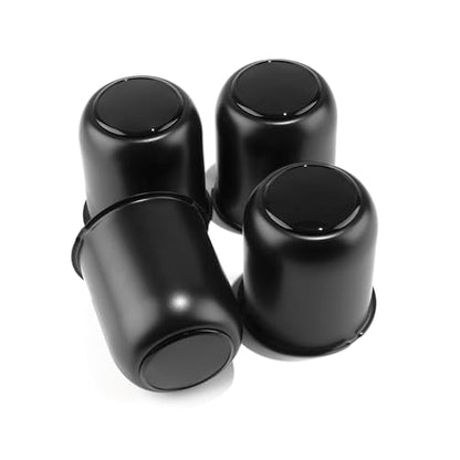 4Pcs 3.19" Stainless Trailer Wheel Center Caps, 3.62" H Matte Black - color: Matte Black, size: 3.19" Hub 3.62"H