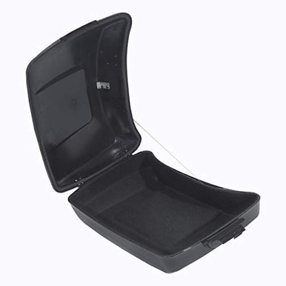 TCT-MOTORPARTS Completed Black Chopped Tour Luggage Trunk Bracket &Mounting Backrest Fit for 2014-2025 Harley Road Glide Street Glide Special Ultra Limited - color: Gloss Black Chopped Trunk+Black Rack