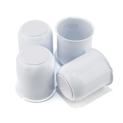4Pcs 3.19" OD 3.62" H Trailer Wheel Center Caps with Removable Top - color: White, size: 3.19" OD 3.62" H