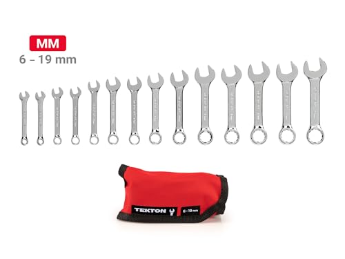 TEKTON Stubby Combination Wrench Set, 14-Piece | WCB94402 - size: 14-pc. (6 - 19 mm), style: Pouch