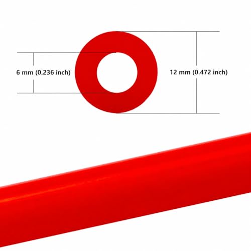 Ucreative 5FT ID 1/4" (6mm) OD 0.472" (12mm) Silicone Vacuum Hose Red - color: Red, size: 1/4" (6mm) - 5FT