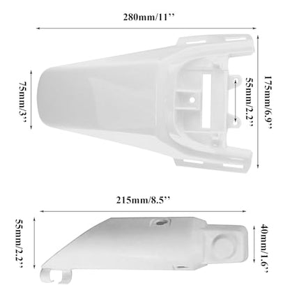 PRO BAT 7 PCs CRF50 Plastic Fender Kit with Fork Suspension Guard Cover - color: White
