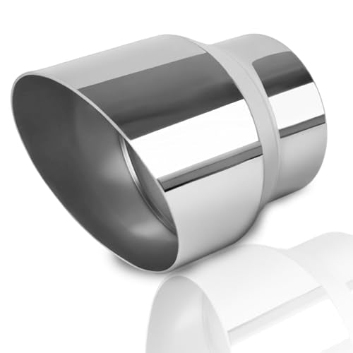 Mupera 3 Inch Inlet 4 Inch Outlet Exhaust Tip, 5" Long Silver Weld-On - size: 3" Inlet 4" Outlet 5" Length Silver