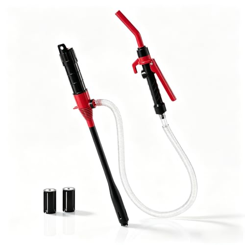 Electric Portable Fuel Transfer Pump.Battery Operated Liquid Transfer Pump, 2.4GPM Liquid & Gasoline Siphon Pump, Long Hose，Handheld Liquid Transfer Pump with Nozzle - color: Black+Red