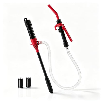 Electric Portable Fuel Transfer Pump.Battery Operated Liquid Transfer Pump, 2.4GPM Liquid & Gasoline Siphon Pump, Long Hose，Handheld Liquid Transfer Pump with Nozzle - color: Black+Red