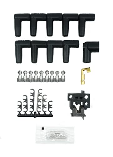 UPP - PROSTREET-Black 8mm Silicone High Performance Racing Universal V8 Spark Plug Wire Set-250 ohm Core-135 Degree Boots-Wire Stripper/Crimper Included Fits Chevy and Ford V8 Engines
