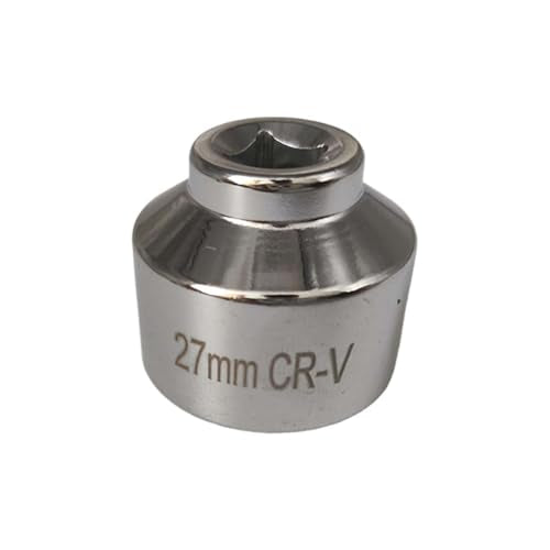 BDZMC 27mm Oil Filter Wrench, 3/8" Drive Socket Wrench, 6 Point Oil Filter Removal Tool, Chrome Vanadium Steel Wrenches for Most Cars (27 mm) - size: 27 mm