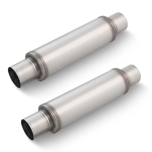 A-KARCK 2.5" Inlet Exhaust Resonator, 2.5" Inlet 2.5" Outlet 20" Overall Length Muffler Universal Resonator Stainless Steel Straight Through Design Exhaust Tip for Cars, 2 Pack - color: 2 PCS, size: 2.5" Inlet 20" Overall Length