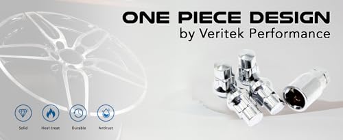 Set of 4 Veritek 14x1.5mm 1.40 Inch Chrome Acorn Bulge Tuner Socket Style Wheel Locks for Aftermarket Custom Wheels