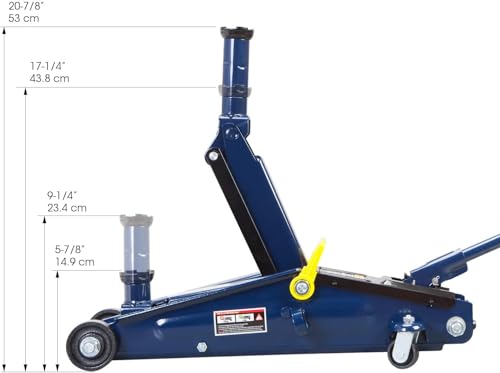 Big RED AT83006UR Torin Hydraulic Trolley Service/Floor Jack with Extra Saddle (Fits: SUVs and Extended Height Trucks), 3 Ton (6,000 lb), Blue/Silver - size: 3t