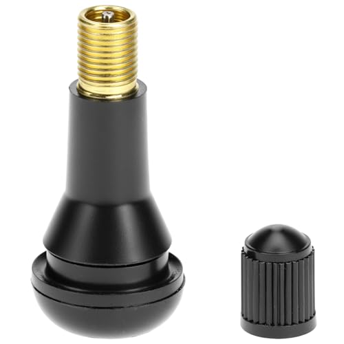 QWORK TR413 Rubber Snap-in Tire Valve Stems, 100 Pcs Brass Core EPDM Rubber Universal Fit for Passenger Car Tubeless Tires Leak Tested