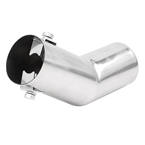 uxcell Universal Fit Diameter 0.75" -1.5" Stainless Steel Chrome Curved Exhaust Tail Muffler Tip Pipe for Vehicle