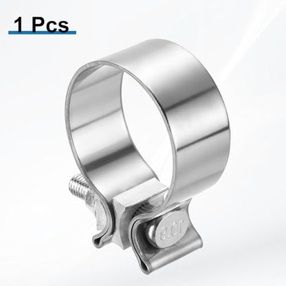 HARFINGTON 410 Stainless Steel Exhaust Clamp 2.28" Butt Joint Narrow Band Muffler Seal Exhaust Narrow Lap Butt Clamps for Pipes Mufflers Converters System Repair, Silver - size: Range 58-66 mm, Band Width 29mm