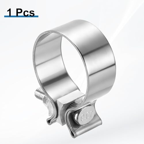 HARFINGTON 410 Stainless Steel Exhaust Clamp 2.28" Butt Joint Narrow Band Muffler Seal Exhaust Narrow Lap Butt Clamps for Pipes Mufflers Converters System Repair, Silver - size: Range 58-66 mm, Band Width 29mm