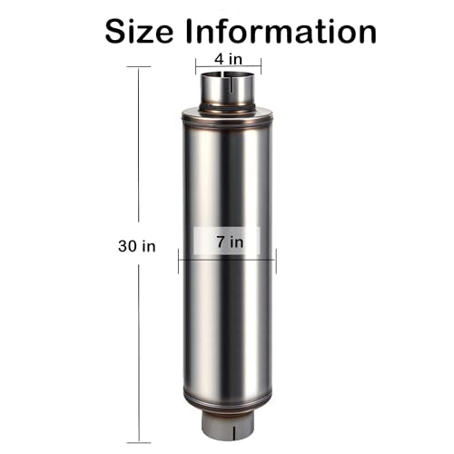 4" Performance Muffler Stainless Steel Straight-Through - size: 4in