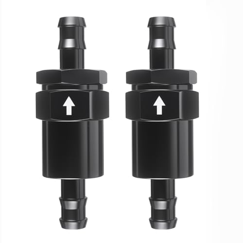 1/2" Billet Inline Fuel Filter 30 Micron Anodized Aluminum Black 2PCS - size: 1/2 in