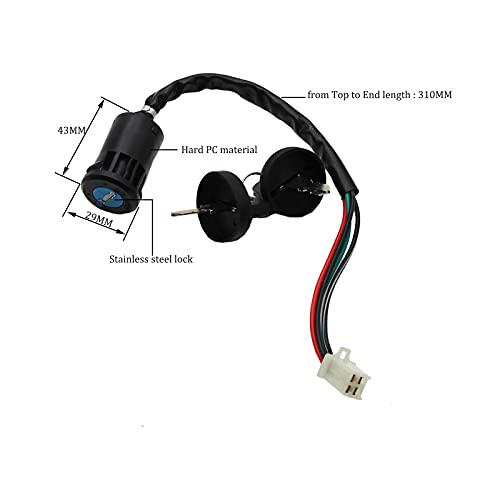 4 Wire Ignition Key Switch for 50cc-125cc ATV, Go Kart, Scooter (Female Plug, Black, 2 Position, ON-OFF) - style: Female Plug