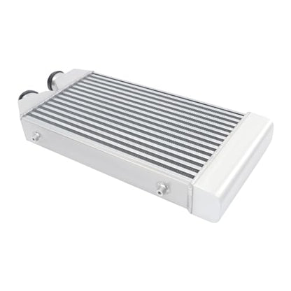 Intercooler, 24.5" x 12.5" x 3" Universal Aluminum Intercooler Kit, 2.5" O.D In/Out One Side, Front Mount Intercooler for All Cars and Trucks, Direct Replacement, Silver - size: 24.5" x 12.5" x 3"