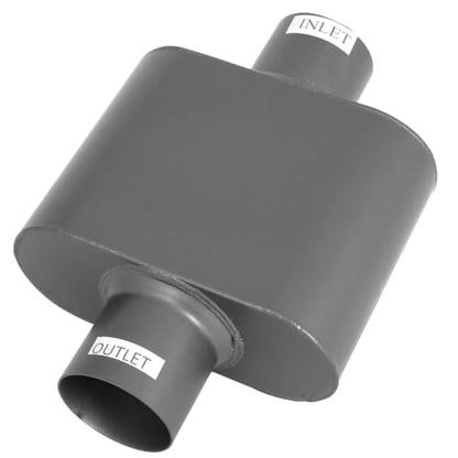 2.5" Muffler with Aggressive Deep Sound, 2.5 Inch ID Center In/Out Single Chamber Performance Muffler Universal Exhaust Muffler for Cars, Trucks - size: 2.5" Center In / 2.5" Center Out / Gray