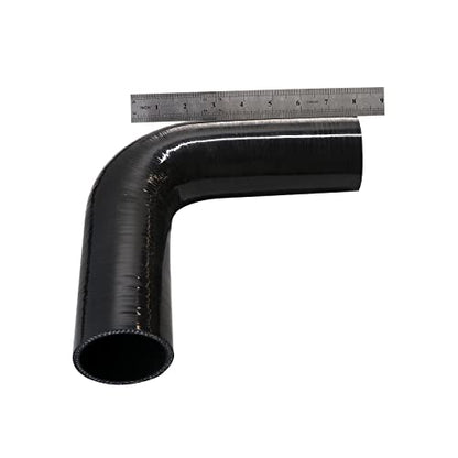 4" ID, 8" Leg Length 90 Degree Elbow Silicone Coupler Hose, 4-Ply Reinforced Universal Silicone Pipe Hose Turbo Intake Tube Intercooler Piping Black - color: Black, size: 4" ID
