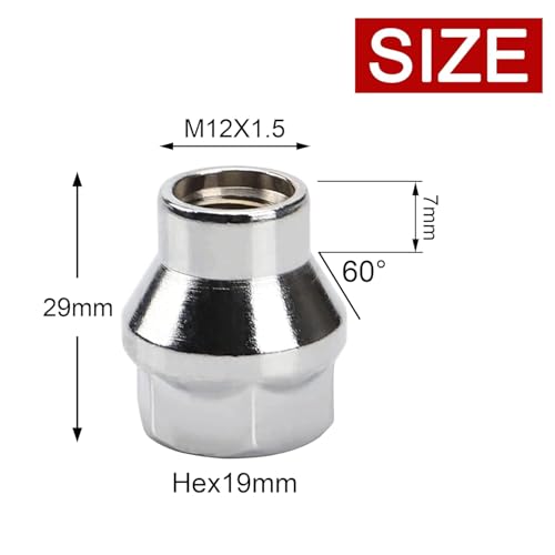 12x1.5 Extended (ET) Lug Nuts, Chrome, 24PCS - color: Chrome, size: 1.1inch