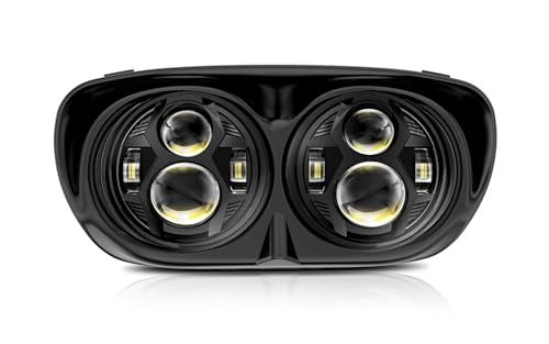 M MIBAHE 120W 5.75 Inch Dual LED Headlight Compatible with Road Glide 2004-2013, Black - color: black