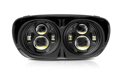 M MIBAHE 120W 5.75 Inch Dual LED Headlight Compatible with Road Glide 2004-2013, Black - color: black