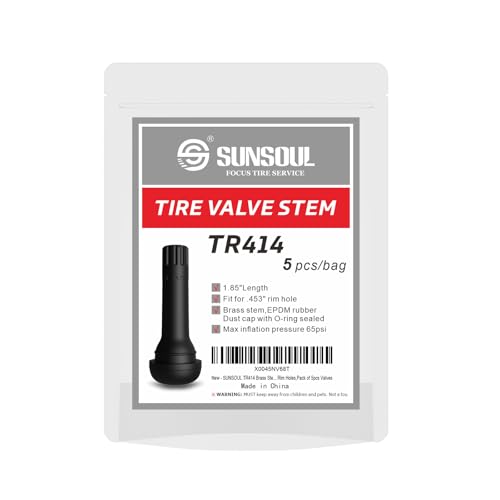 SUNSOUL TR414 Brass Stem EPDM Rubber Snap-in Tire Valve Stems for 0.453 Inch 11.5mm Rim Holes, Pack of 5pcs Valves - color: TR414-5pcs