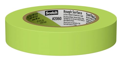Scotch Rough Surface Painter's Tape 2060-24AR-BK, 0.94 in x 60.1 yd (24mm x 55m), Green, 9 Rolls Contractor Pack, Clean Removal, No Residue, Textured & Hard-to-Stick Surfaces - size: 9 Pack