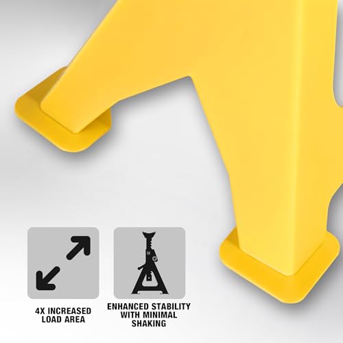 YELLOW JACKET Jack Stands 6 Ton with Double Locking and Large Foot Base for Lifting SUVS, Heavy Duty Steel, 13000 lb Capacity, 1 Pair, Yellow - color: yellow, size: 6 ton double locking and upgraded base