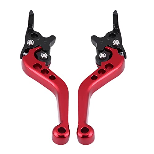 Pit Bike Brake Lever, Red Folding Aluminum Clutch Brake Lever Universal Brake Lever Handle Double Disc for GY6 Xmaximum 400, 1 Pair
