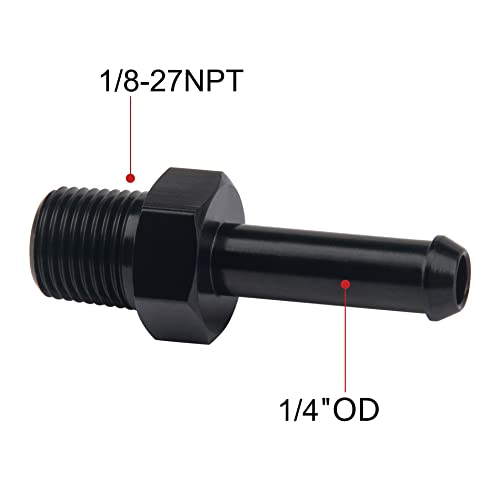 EVIL ENERGY 1/8" NPT Male to 1/4" Barb Fitting Adapter Straight Aluminum Black 2PCS - size: 1/8 NPT to 1/4 Barb