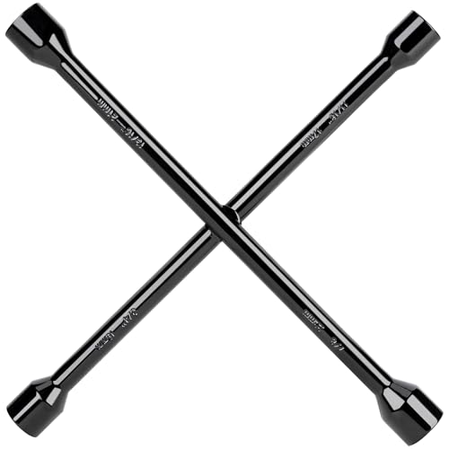 CARTMAN 14 Inch Heavy Duty 4 Way Universal Cross Lug Wrench Tire Iron - size: 14" Black (Pack of 1)