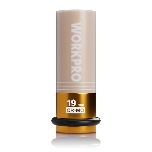 WORKPRO 1/2" Drive Lug Nut Impact Duty Socket, 19mm Deep Thin Wall Socket - size: 1/2" DR x 19mm