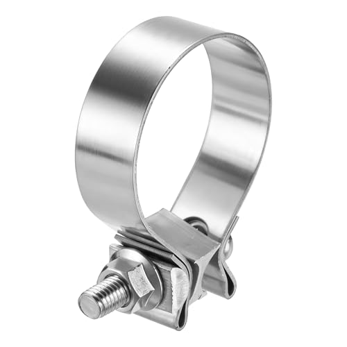 HARFINGTON 410 Stainless Steel Exhaust Clamp 2.48" Butt Joint Narrow Band Muffler Seal Exhaust Narrow Lap Butt Clamps for Pipes Muffler Converters System Repair, Silver - size: Range 63-71 mm, Band Width 22mm