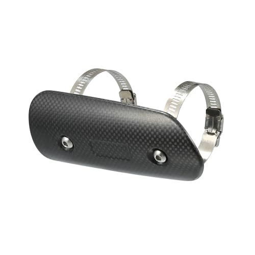 Muffler Heat Guard with Clamp/Exhaust Pipe Head Shield Cover for Motorcycle/Heat Insulation Carbon Fiber 145x62mm / 1 Set Black Auto Accessories