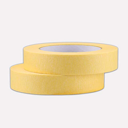 Lichamp 25mm x 50m Yellow Automotive Masking Tape for Painting - size: 1 inch x 55 Yards x 2 Rolls