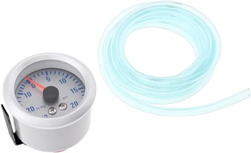 Boost Gauge, 2" 52mm LED PSI Turbo Boost Gauge Pressure Blue Light Universal 0~30in.Hg / 0-20PSI