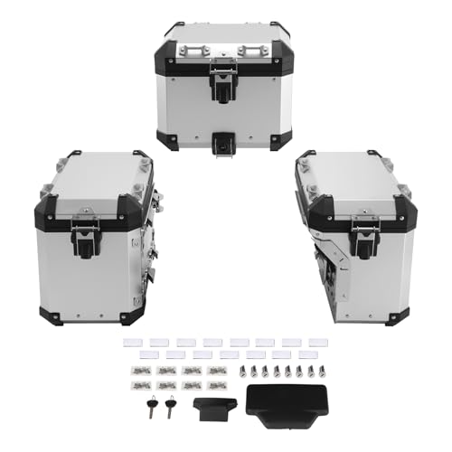 TCMT Trunk Top Box Saddlebags Side Case Fit For BMW R1200GS/R1200GS Adventure 2013-2018 R1250GS/R1250GS AD 19-24 F850GS/F850GS AD 17-22 F900GS/F900GS AD 23-25 Chrome - color: Chrome, size: Saddleabg & Trunk Set