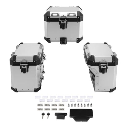 TCMT Trunk Top Box Saddlebags Side Case Fit For BMW R1200GS/R1200GS Adventure 2013-2018 R1250GS/R1250GS AD 19-24 F850GS/F850GS AD 17-22 F900GS/F900GS AD 23-25 Chrome - color: Chrome, size: Saddleabg & Trunk Set