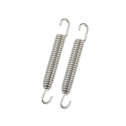 ACROPIX 2 Pcs Motorcycles Universal Exhaust Pipe Spring 80mm 3.15" Stainless Steel Exhaust Pipe Spring Hook Modified Accessory Silver Tone Car Parts