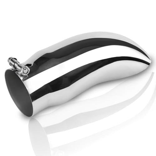 Mupera Universal 4" Turn Down Exhaust Tip, 5" Outlet, 16" Long Tail Pipe - size: 4" Inlet 5" Outlet 16" Length Silver
